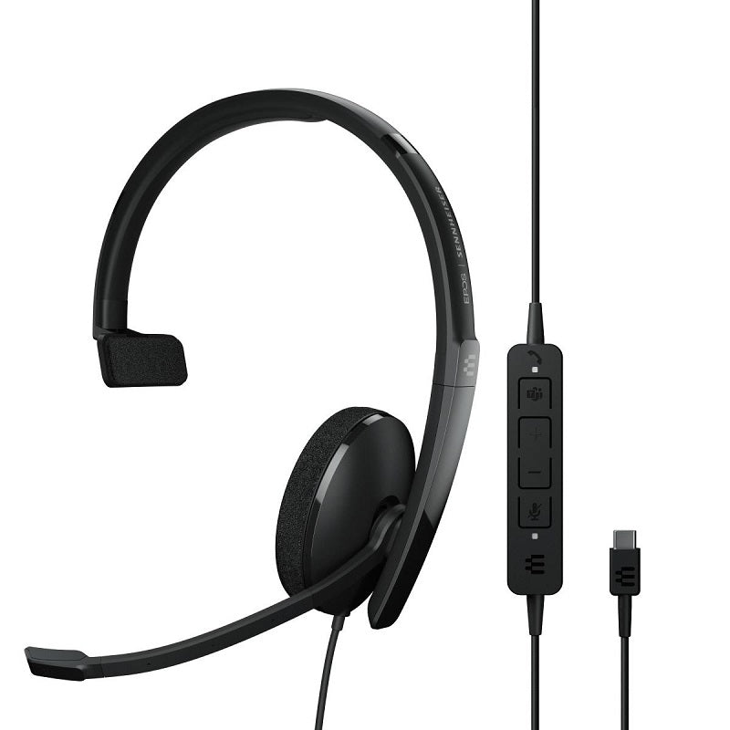 EPOS Sennheiser ADAPT 130T USB-C II Wired On-Ear Single-Sided Headset - Black
