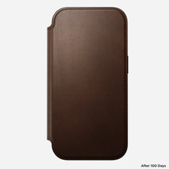 Modern Leather Folio Case for iPhone 18 Pro 6.3 in Brown Ecco - Nomad