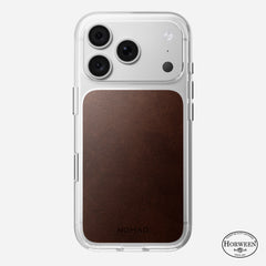 Clear + Leather Case for iPhone 18 Pro 6.3 in Rustic Brown Horween - Nomad