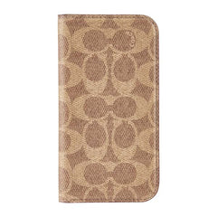 Coach Folio Case for iPhone 16 Standard Signature Tan