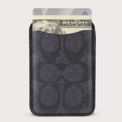 Coach MagSafe Card Holder Magnetic Wallet - Signature Charcoal