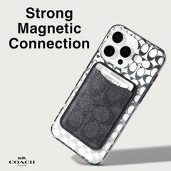 Coach MagSafe Card Holder Magnetic Wallet - Signature Charcoal