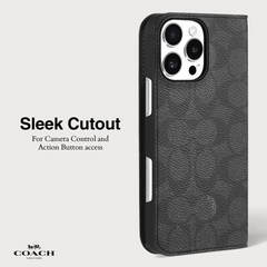 Coach Folio Case Signature for iPhone 16 Pro Max - Charcoal