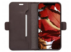 Dbramante1928 Milano Saffiano Leather Folio Case iPhone 12 / 12 Pro Dark Choc with FREE SCREEN GUARD