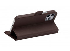 Dbramante1928 Milano Saffiano Leather Folio Case iPhone 12 / 12 Pro Dark Choc with FREE SCREEN GUARD