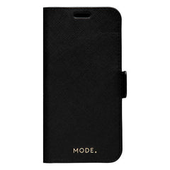Dbramante1928 Milano Saffiano Leather Folio Case iPhone 12 / 12 Pro Night Black with FREE SCREEN GUARD