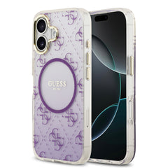 guess glitter case for iphone 17 standard purple front view