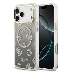 guess glitter case for iphone 17 pro max grey front view