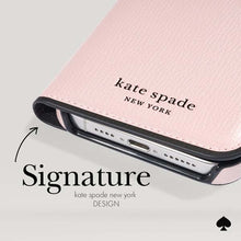 Load image into Gallery viewer, Kate Spade New York Folio Case iPhone 15 / 14 / 13 Standard 6.1 inch - Pale Vellum and Black