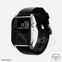 Nomad Horween Modern Leather Watch Band 38-42mm Silver Hardware - Black
