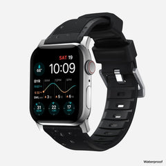 Nomad Rugged Band 41mm Silver Hardware FKM Rubber Bracelet - Black