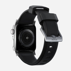 Nomad Rugged Band 41mm Silver Hardware FKM Rubber Bracelet - Black