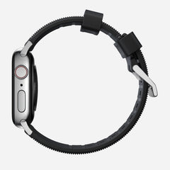 Nomad Rugged Band 41mm Silver Hardware FKM Rubber Bracelet - Black
