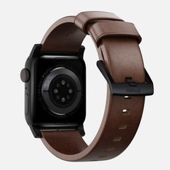 Nomad Modern Band Horween Leather Bracelet for Apple Watch 42-49 & Ultra 1 - 3 - Rustic Brown (Black Hardware)