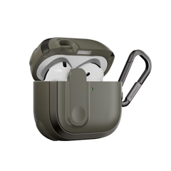 MAGEASY Odyssey AirPods 4 shockproof case in Metal Green, side profile showing protective shell