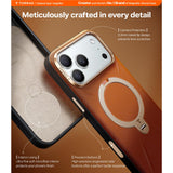 Torras Ostand Spin Vegan Leather MagSafe Case iPhone 17 Pro Max - Elegant Brown