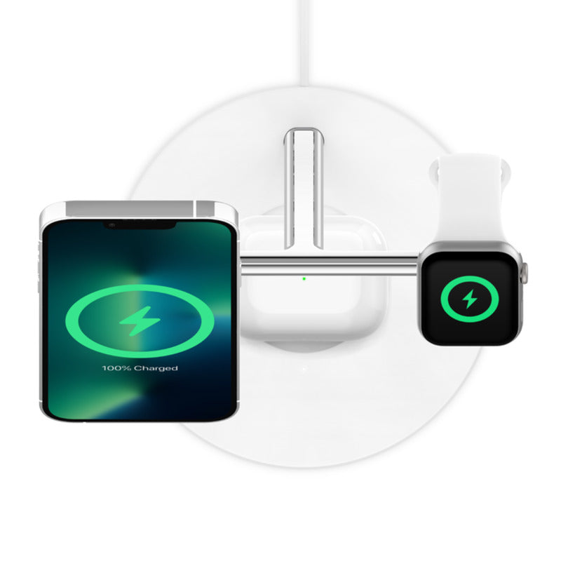 Belkin BoostCharge Pro 3-in-1 Wireless Charger w/ MagSafe Charging 15W - White