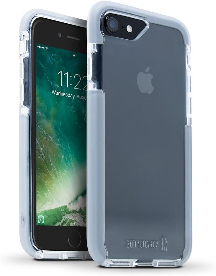 BodyGuardz Ace Pro Case and FREE Screen Protector for iPhone 8 / 7 / SE 2 / SE 3 - Clear Grey