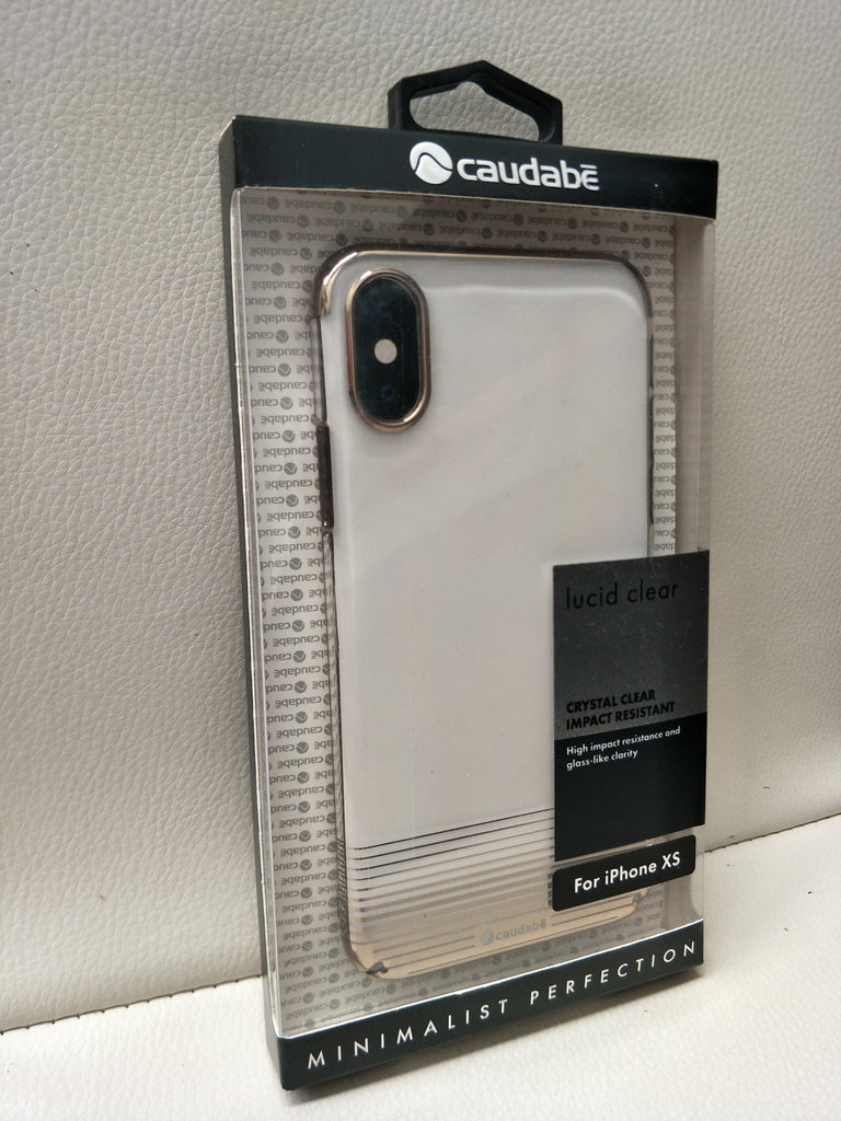 Caudabe Lucid Clear Slim Case For iPhone X/Xs - Gold Metallic Stripes