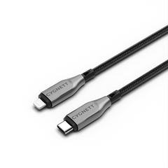 Cygnett Armoured Braided Cable 1M USB-C to Lightning - Dupont Kevlar Aramid Black