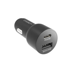 Cygnett Dual Port Car Charger 20W USB-C PD & 20W QC 3.0 - Black
