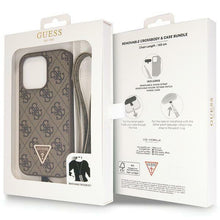 Load image into Gallery viewer, GUESS Diamond Cross body Bundle Case &amp; Strap iPhone 15 Pro 6.1 - Brown