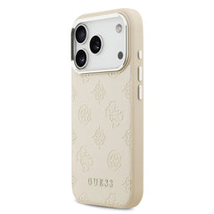 Guess Peony Edition Smooth PU Leather MagSafe Case iPhone 17 Pro – Beige