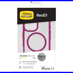 otterbox magsafe case for iphone 17 standard pink back protection