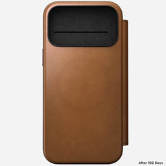 nomad folio folio case for iphone 17 pro english tan stand mode