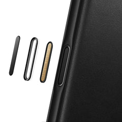 nomad modern leather case for iphone 17 black leather grain closeup
