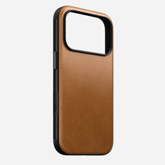 nomad modern leather case for iphone 17 pro max english tan side profile