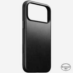 nomad modern case for iphone 17 pro black leather grain closeup