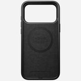 nomad modern case for iphone 17 pro rustic brown leather grain closeup