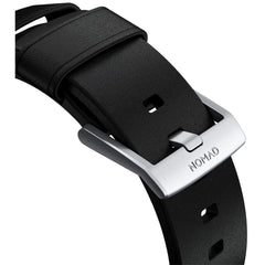 Nomad Modern Leather Watch Band 44 - 49mm Black with Silver Hardware - Black