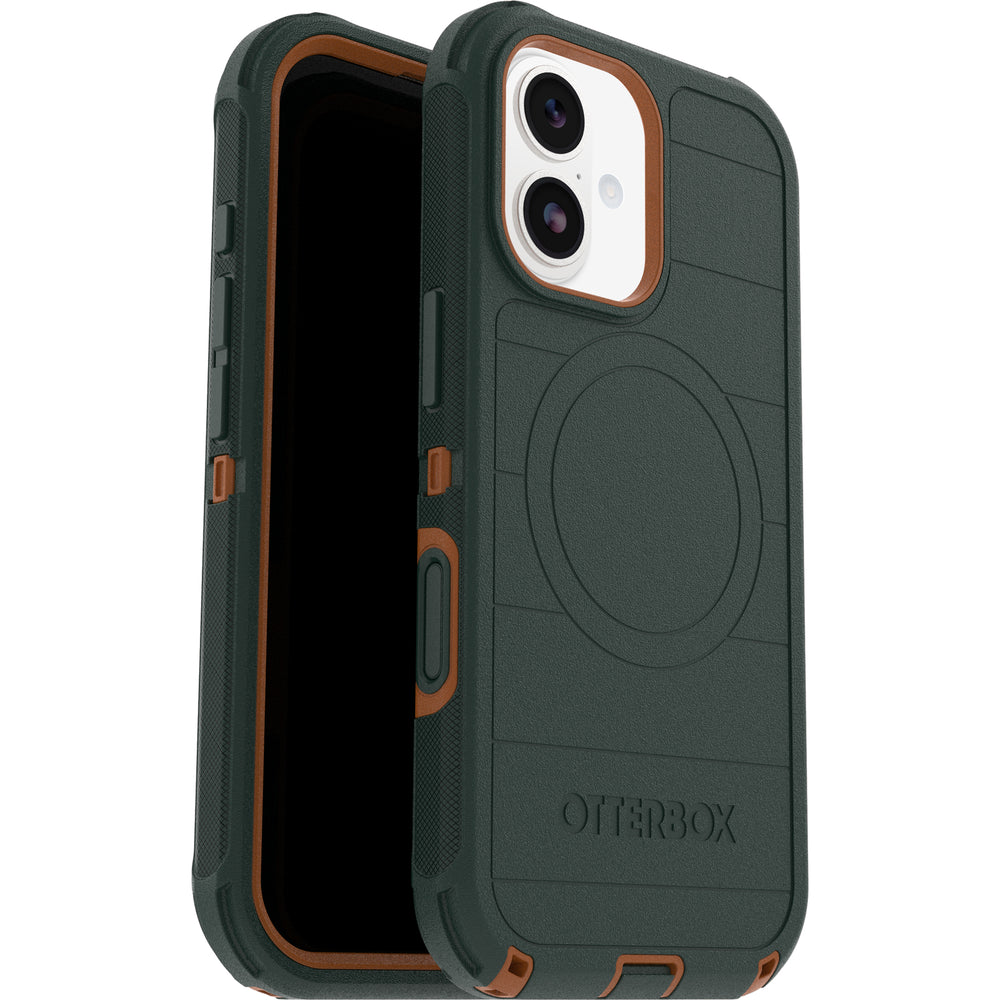 otterbox defender magsafe case for iphone 17 standard green front view