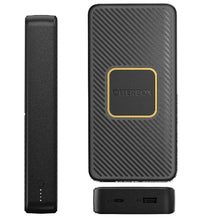 Load image into Gallery viewer, Otterbox Fast Charge Power Bank Wireless QI &amp; USB-C &amp; USB A 10K mAh Black