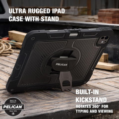 Pelican Voyager Case Stand & Strap iPad Pro 11 M4 M5 - Black