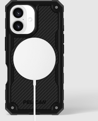 Pelican Shield Magsafe Case with Holster for iPhone 16 Standard - Carbon Fibre Black