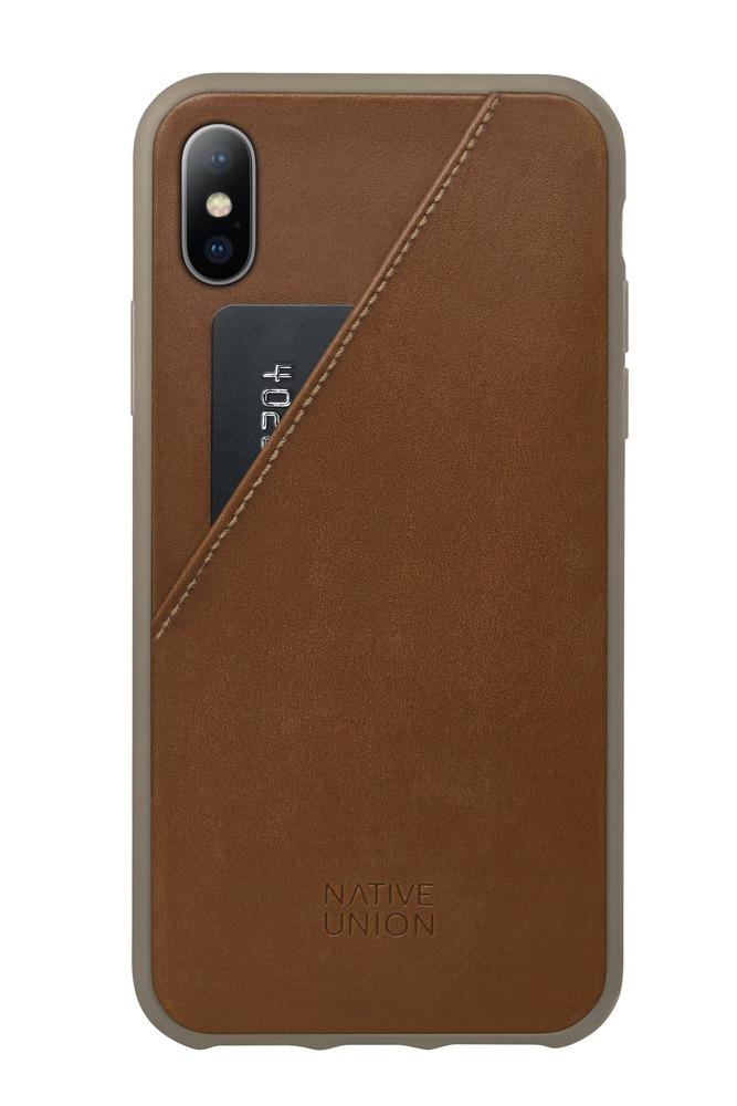 Native Union Clic Card Leather Case For iPhone XS X Tan (BONUS