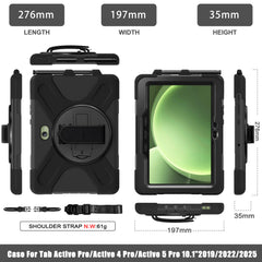 Rugged Case Hand & Shoulder Strap Samsung Tab Active 5 Pro X356 2025 - Black