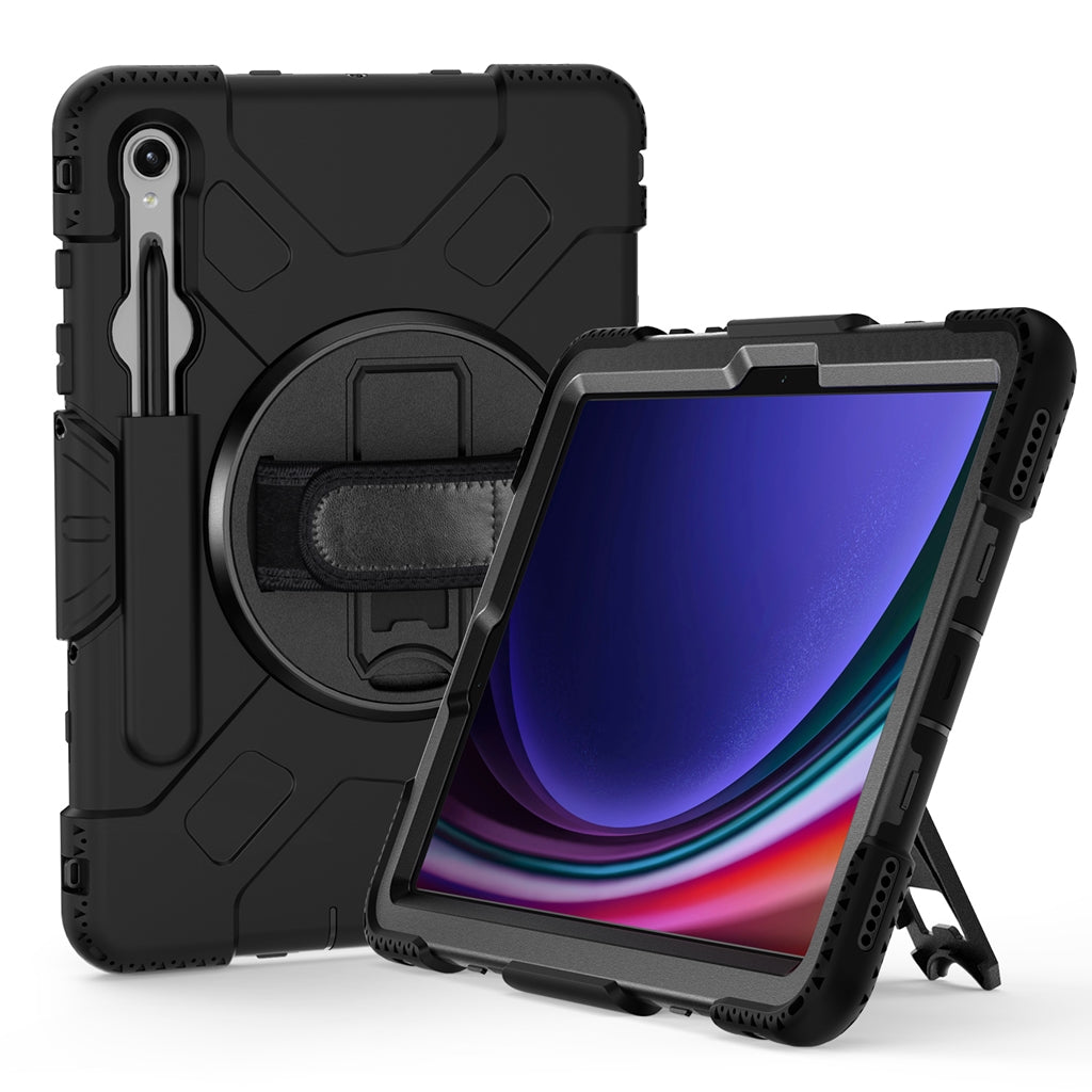 Rugged Case Hand & Shoulder Strap Samsung Tab S9   S9 Fe - Black