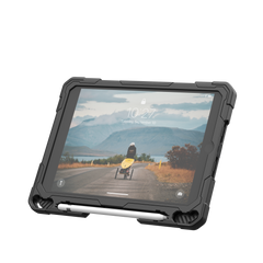 UAG Plasma Tough Case iPad 9 / 8 / 7 10.2 Screen Protector, Kickstand & Handstrap - Ice / Black