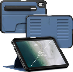 Zugu Rugged Folio Case iPad Mini 6/7 /A17 Pro Gen & Magnetic Stand - Blue