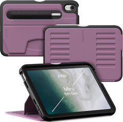 Zugu Rugged Folio Case iPad Mini 6/7 /A17 Pro Gen & Magnetic Stand - Purple