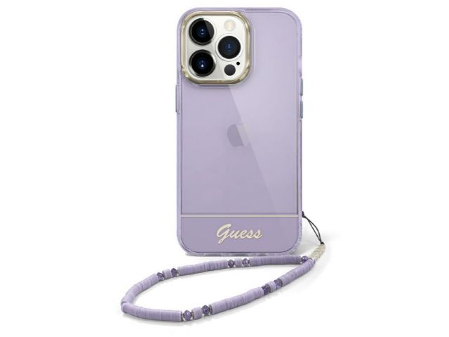 GUESS Double Layer Protective Case iPhone 14 Standard 6.1 - Purple w/strap