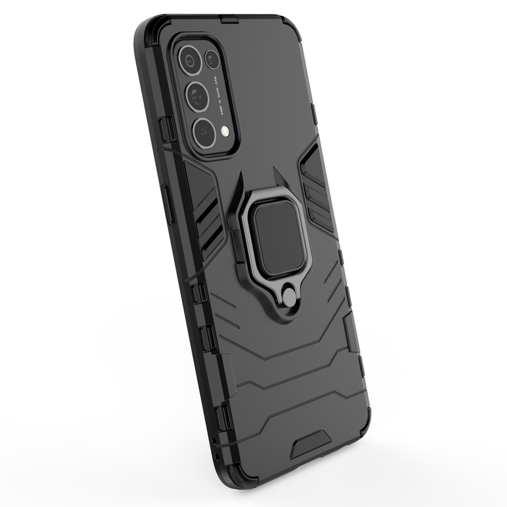 Rugged & Protective Armour Case Oppo X3 Lite Built in Ring Holder - Black