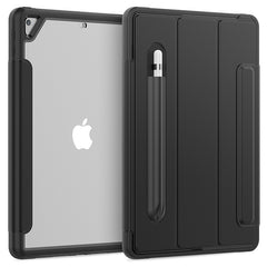 Rugged Trifold Folio Case iPad 9th & 8th & 7th 10.2 inch Clear Back - Black