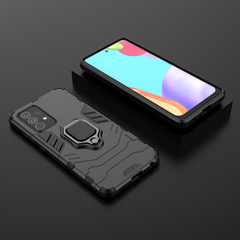 Rugged Armour Phone Case Samsung A52 4G & 5G Built in Ring Holder - Black