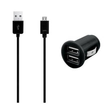 Load image into Gallery viewer, 3SIXT Dual USB Car Charger 2.1A - Micro USB - 1.0m - Black 