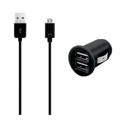 3SIXT Dual USB Car Charger 2.1A - Micro USB - 1.0m - Black